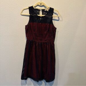 Banana Republic Red Dress with Black Eyelet Overlay